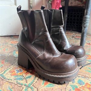 Brown platform boots